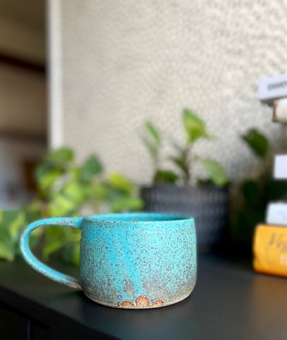 Aqua Blue Speckled Mug
